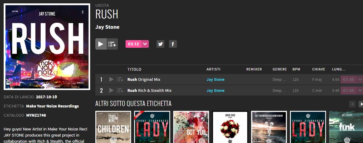 BlueCoffeeRec's tweet photo. RUSH! #JayStone is available on @beatport https://t.co/BcniwHpuXf CHECK IT! #housemusic #Rich&amp;Stealth #remix #deephousemusic https://t.co/cvA9iNSWqF