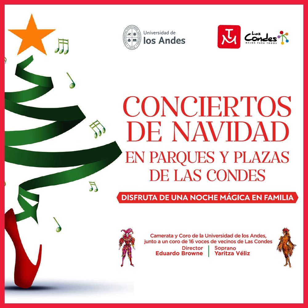 #ConciertodeNavidad Disfruta desde el 14 de diciembre en diversos lugares de #LasCondes de un espectáculo navideño a cargo del director de #CamerataUANDES Eduardo Browne​
Más información en ➡️ bit.ly/2nTAz8w