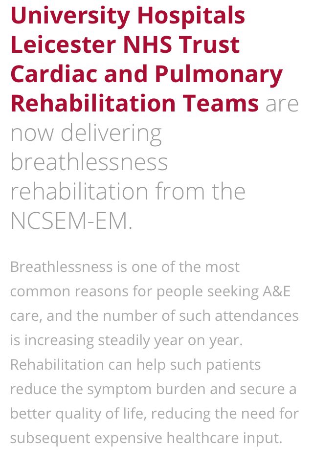AYHLeicester's tweet photo. Successful service collaboration between Cardiac and Pulmonary Rehabilitation and NCSEM-EM sees us delivering Breathlessness Rehabilitation classes to patients within Leicestershire @NCSEMengland @bacpr @ACPICR @Leic_hospital #breathlessnessrehab #together #oneteam #collaboration https://t.co/p2qX6qI0yB