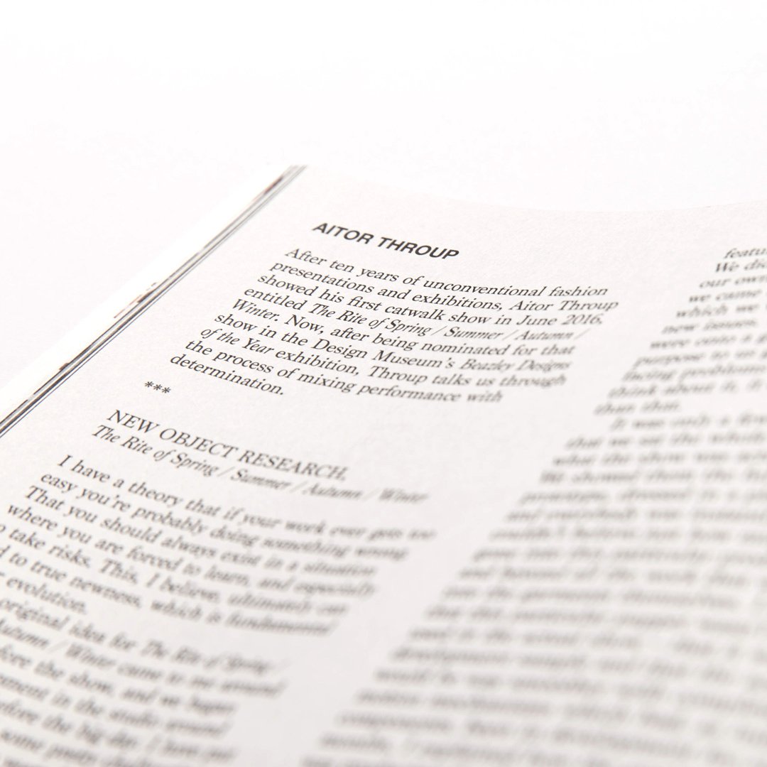 AITOR_THROUP's tweet image. .@Hero_Magazine's latest issue features a personal piece written by Aitor Throup speaking about the process and determination behind ‘The Rite of Spring/ Summer/ Autumn/ Winter’ runway show. Exclusive photographs by Thomas Zanon-Larcher. #NewObjectResearch #AitorThroup