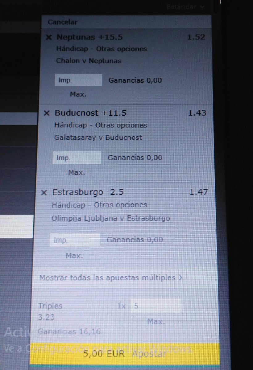 WeekBet's tweet image. Una combinada para la Champions League de baloncesto! 🏀
⬛ Handicap +15.5 a Neptunas + handicap +11.5 a Buducnost y hándicap -2.5 a Estrasburgo!
⬛ Cuota: 3.23 💰
⬛ Stake: 6
⬛ Apostado: 5 unidades
Después de ver la jornada de hoy aquí tenéis! Mucha suerte! 👏👏🍏🍏