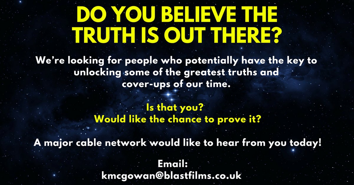 .<a href="/ConspiracyPix/">Conspiracy & Truth</a> I am a TV Producer, hoping to share some information with your community about a new project for a major US network.  We're looking to help people fund research into theories and investigations that mainstream academia and press may not support RT?