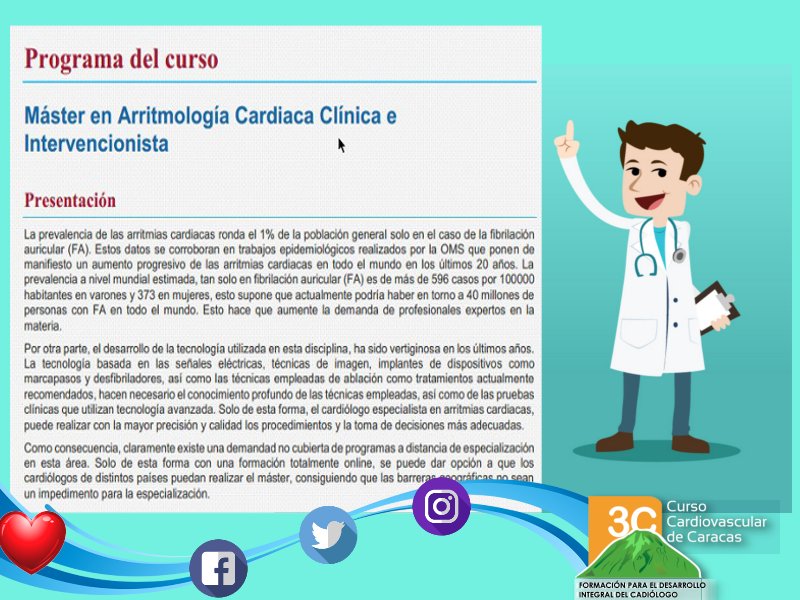 3Ccardio's tweet photo. #CardioDato Conoce sobre el "Máster en Arritmología Cardiaca Clínica e Intervencionista", leer mas >> https://t.co/g11b0TjFqa #3C #3C2017 #SEC https://t.co/R3KaBZCFn6