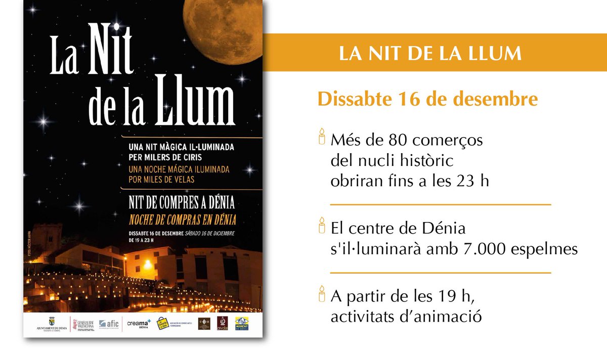 ✨ Sabeu que dissabte torna la Nit de la Llum a #Dénia? 
✔ Dos experts locals decoraran la Glorieta i la pl. del Consell. 🎄
✔ Tres cors de nadales. 🎶
✔ Ballarins. 💃
✔ Els personatges de "Frozen". ☃
✔ Descomptes i obsequis en comerços. 🎁