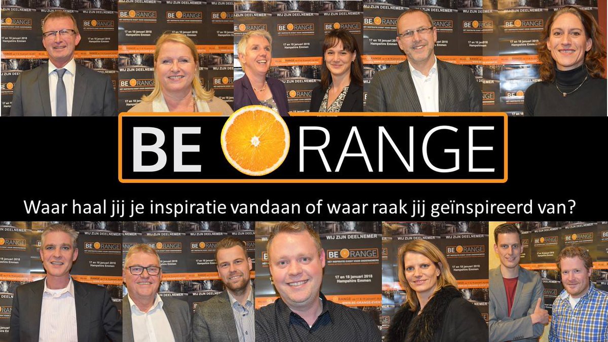 Waar raak jij geïnspireerd van? 
Dat was de vraag die we aan een aantal deelnemers van Be Orange vroegen afgelopen week. Van wie of wat zij inspiratie krijgen lees je straks in het eventmagazine dat we uitdelen tijdens Be Orange.