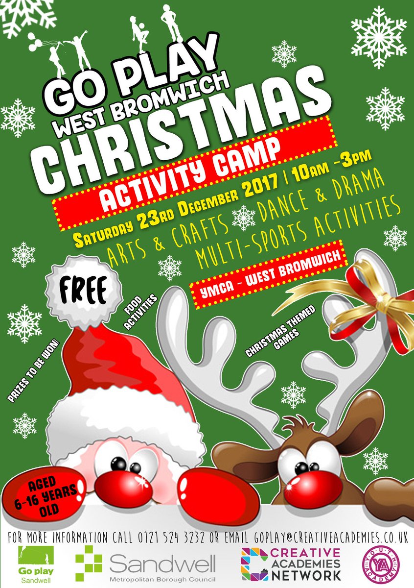 🎅🤶 ANNOUNCEMENT 🎄🎁
Get into the festive spirit with our FREE #GoPlay Christmas Activity Camp for children and young people (6-16yrs) Loads of fun and prizes to be won! 🎁 No advance booking required just rock up and play at YMCA in West Bromwich🎈🎭🎨🎉🤸🤹