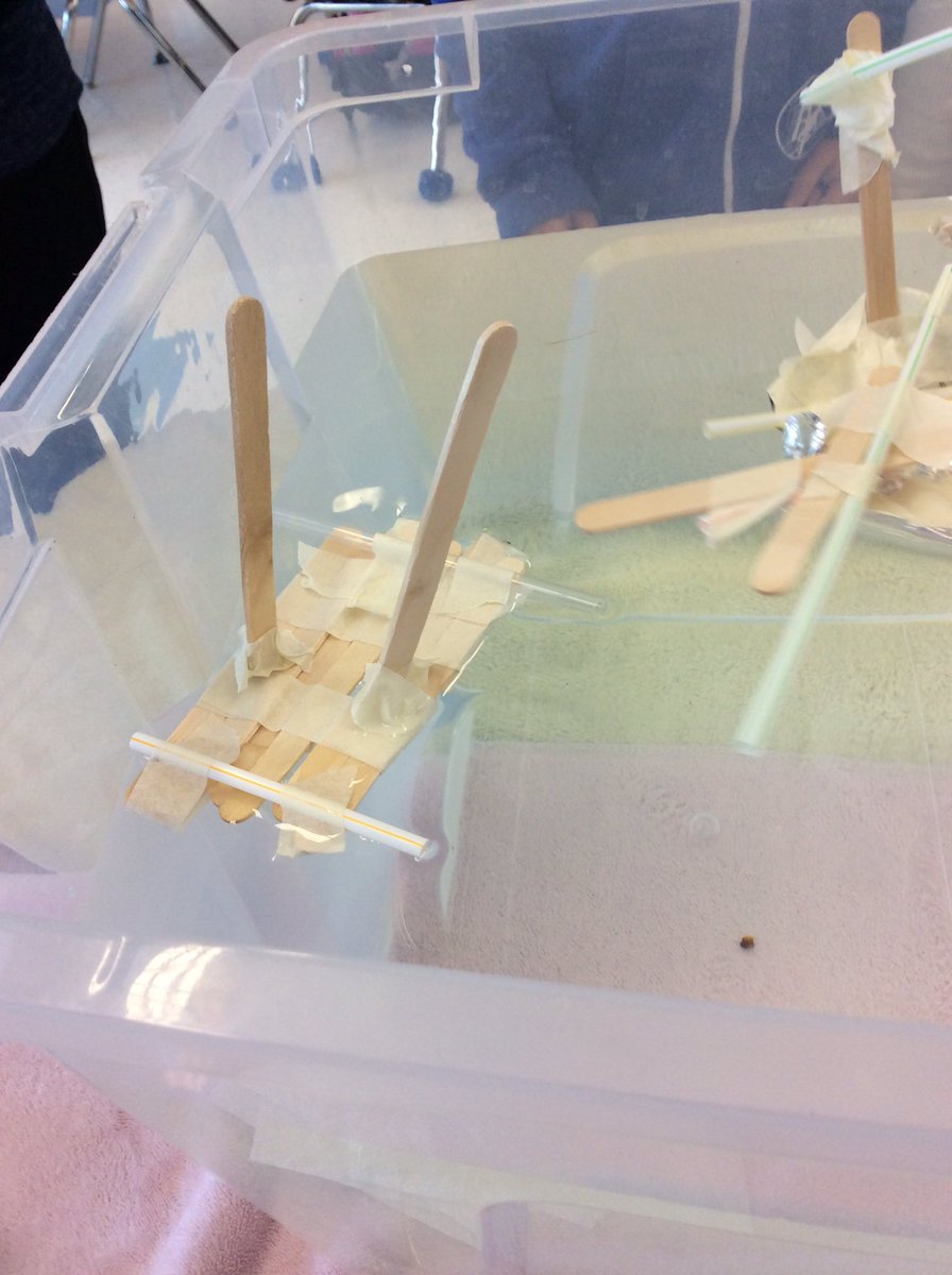 letsbuildinfo's tweet photo. Happy to be at Newman kindergarten this week!  The students are making boats strong enough to float Bears across the Atlantic Ocean... check out their designs. https://t.co/F9XnykjGPb