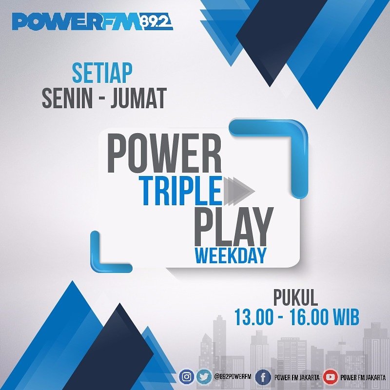 powerfm892's tweet photo. Ngobrolin seputar kantor, memberikan tips menarik dan menghadirkan bintang tamu inspiratif hanya di #POWERTRIPLEPLAY Weekdays Senin - Jumat Pkl. 13.00 - 16.00 WIB hanya di #892powerfm https://t.co/sZgakfV1g3