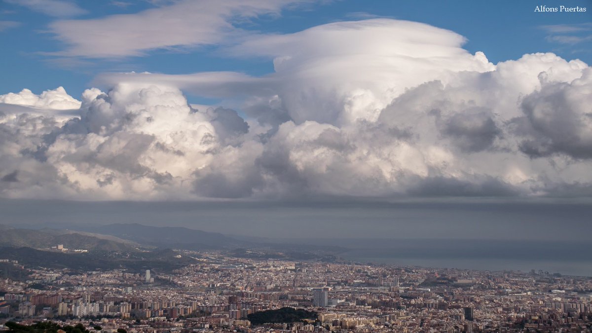 alfons_pc's tweet photo. #cumulus #congestus con #pileus hoy mediodía frente la costa de #Barcelona #obsFabra @AEMET_Esp @btveltemps @AEMET_Cat @meteocat @WMO @Divulgameteo @Rub_dc @tiempobrasero https://t.co/K2qCiZMwd9