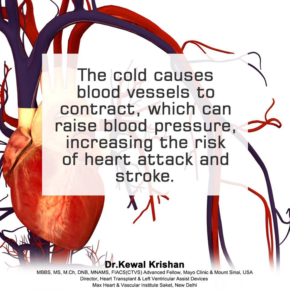 dr_kewalkrishan's tweet photo. The cold causes blood vessels to contract, which can raise blood pressure, increasing the risk of heart attack and stroke.
#HeartPatients #HearDiseases #DrKewal #DrKewalKrishan https://t.co/yAb95UJMrY