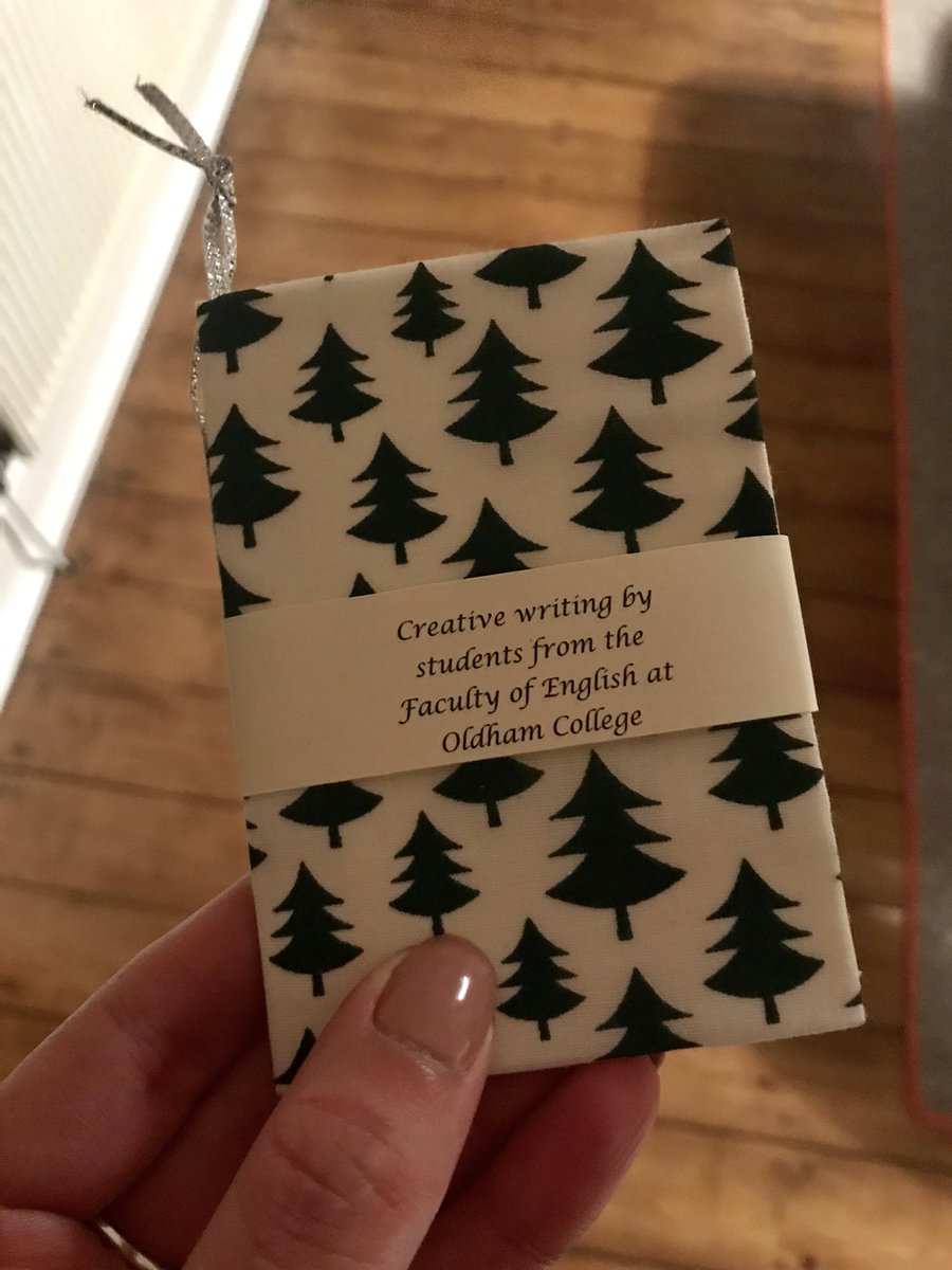 OCFacEnglish's tweet photo. Looking forward to selling these as the @OldhamCollege Christmas Market tomorrow! Mini book Christmas tree decorations containing amazing creative writing by our students ✍️ 📚 🎄 https://t.co/fEVdMrhFzD
