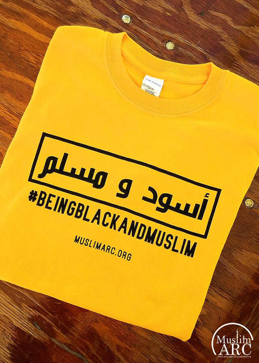 MuslimARC's tweet photo. #BeingBlackAndMuslim tees are now BACK ON SALE ONLINE! Just in time for the end of the year, you can now purchase a shirt anytime on @MuslimLoveBos's Etsy: https://t.co/5K7O5RgARx. Proceeds from each tee go directly to MuslimARC to support our work for #EducationforLiberation. https://t.co/fyGii5fEyR