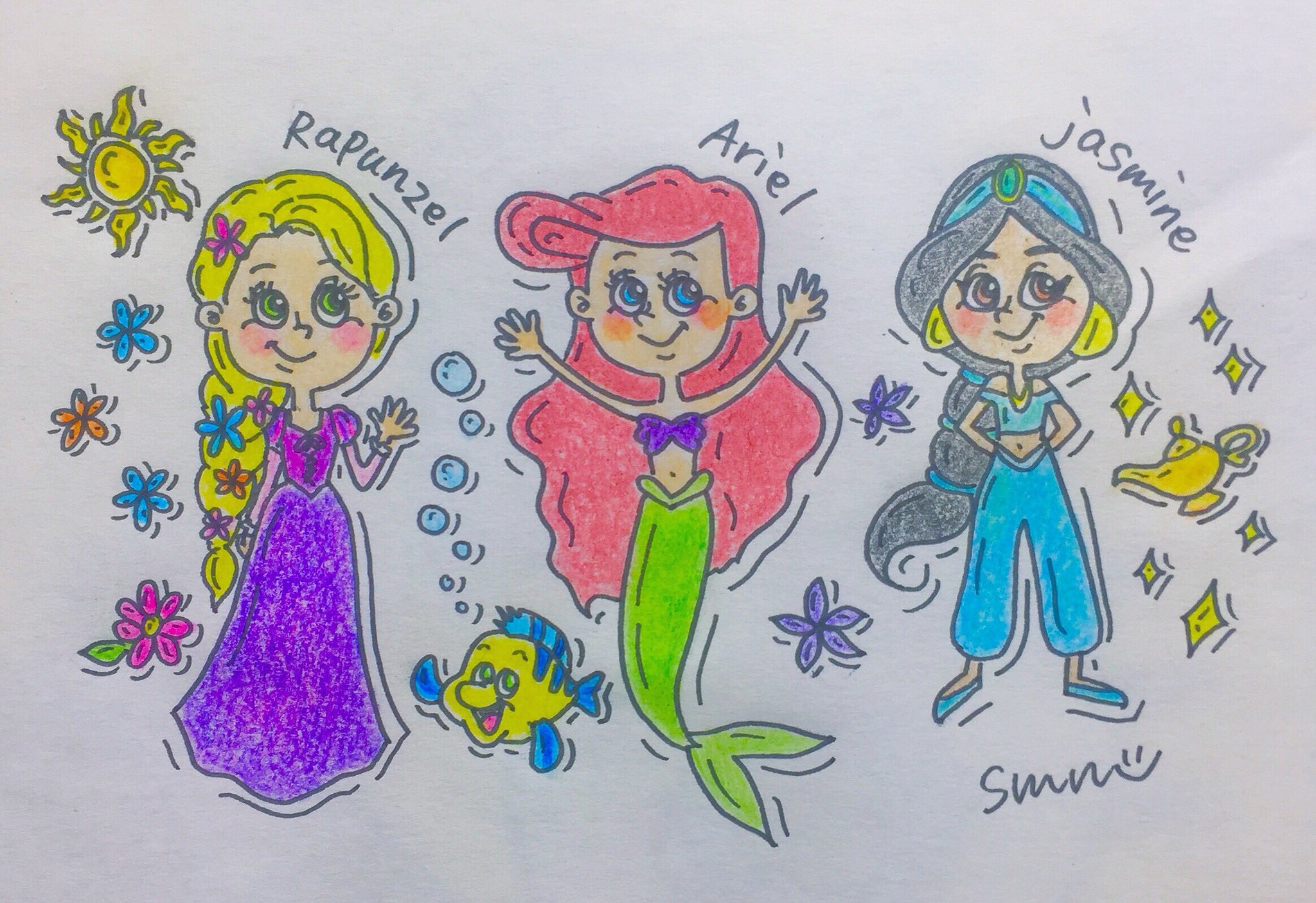 Ana ﾏﾂｵﾏﾅ イラストレーター 好きなディズニープリンセスベスト3 Disney Princess Colorful Smnpic T Co Ppnpuyk1q7 Twitter