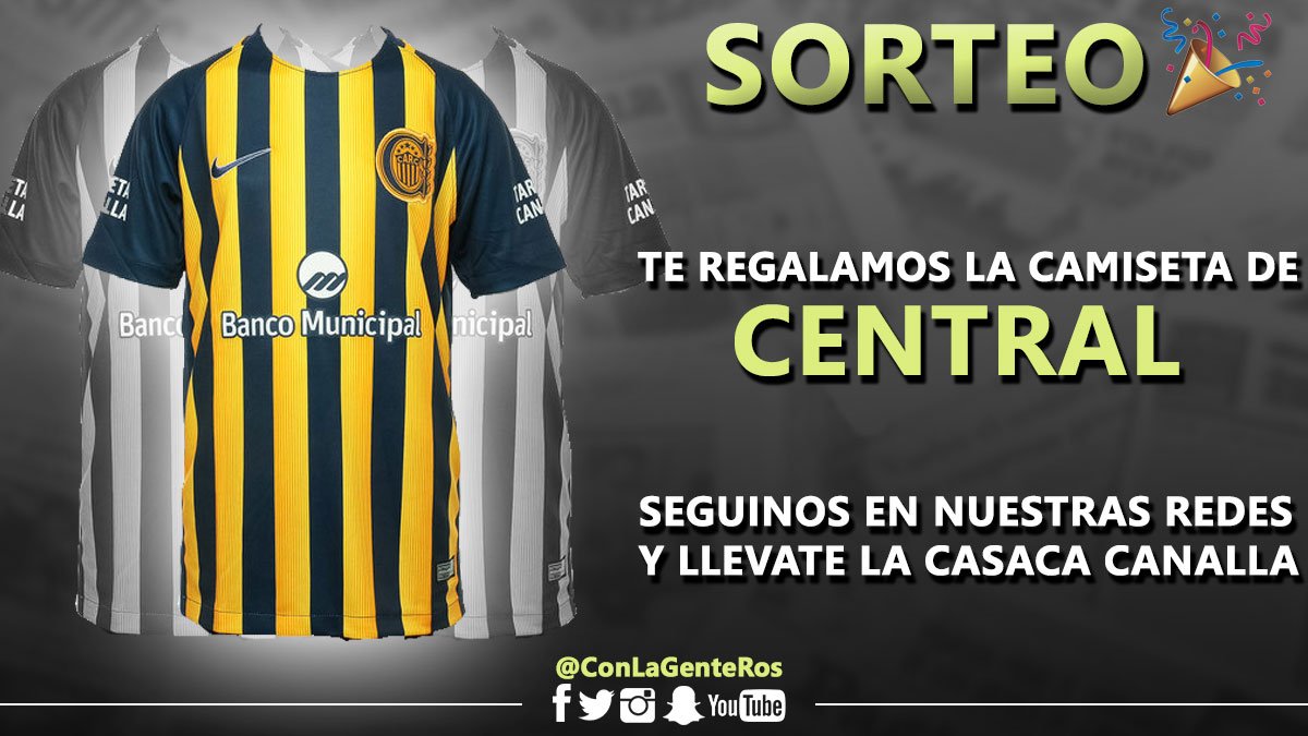ConLaGenteRos's tweet photo. 🎉 #SORTEO| ¡Atención, canalla! @ConLaGenteRos, el nuevo medio de la ciudad, te regala la camiseta de #RosarioCentral. ¿Cómo participar? Seguí a esta cuenta, hacé #RT y dejá los tres últimos números de tu DNI. ¡Suerte! 🎁⚽️ https://t.co/KR8xL3onFQ