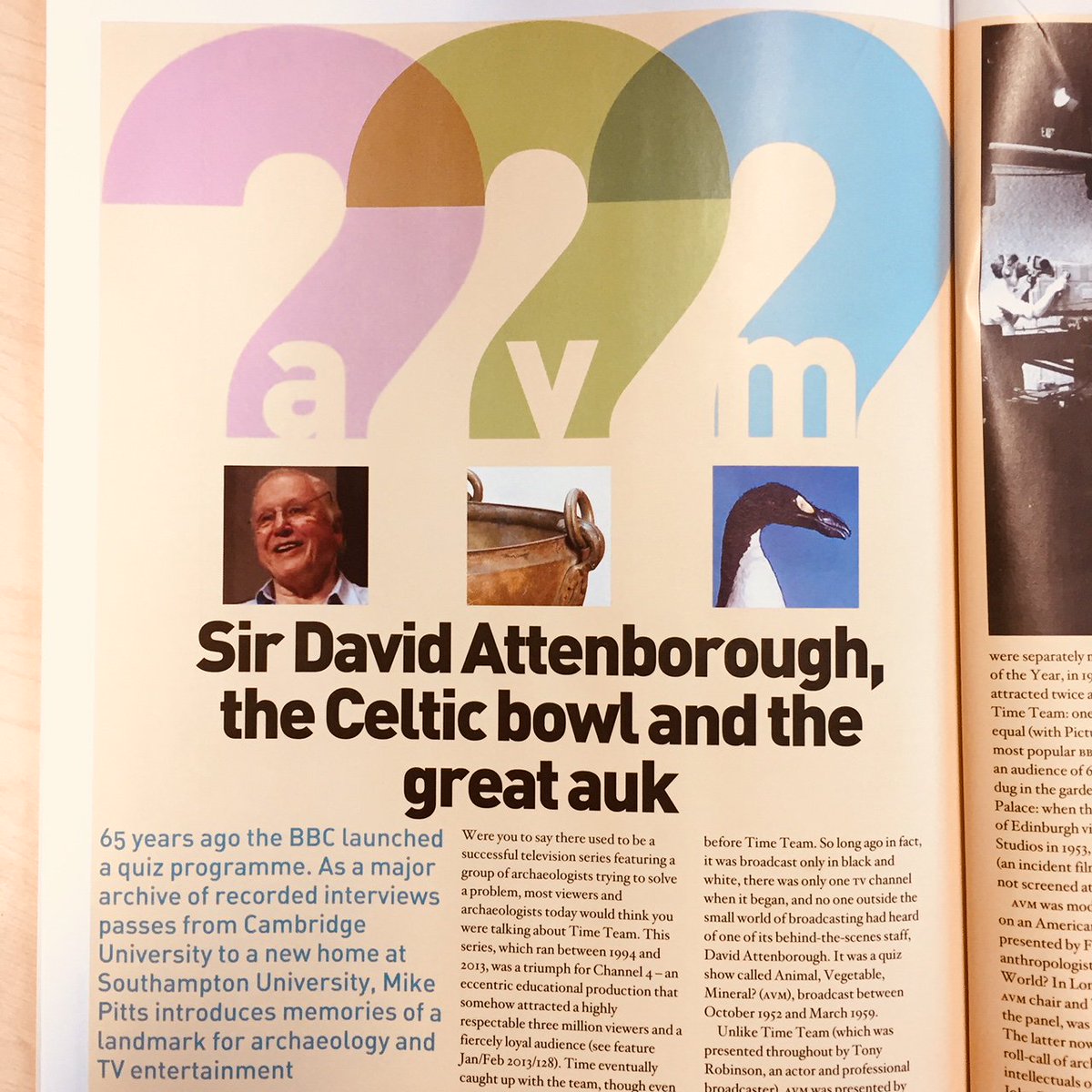 Honoured to have our transcript of Sir David Attenborough's 2009 talk abt AVM featured in #BritishArchaeology: bit.ly/2AxNgM8 TY Pamela, <a href="/PHistories/">PersonalHistories</a>, <a href="/pittsmike/">Mike Pitts</a> &amp; <a href="/archaeologyuk/">ArchaeologyUK</a>!
Watch it here: youtu.be/oFPav9ZUo-c
#archaeology #archeology #TV #history <a href="/sotonarch/">Archaeology | Southampton</a>