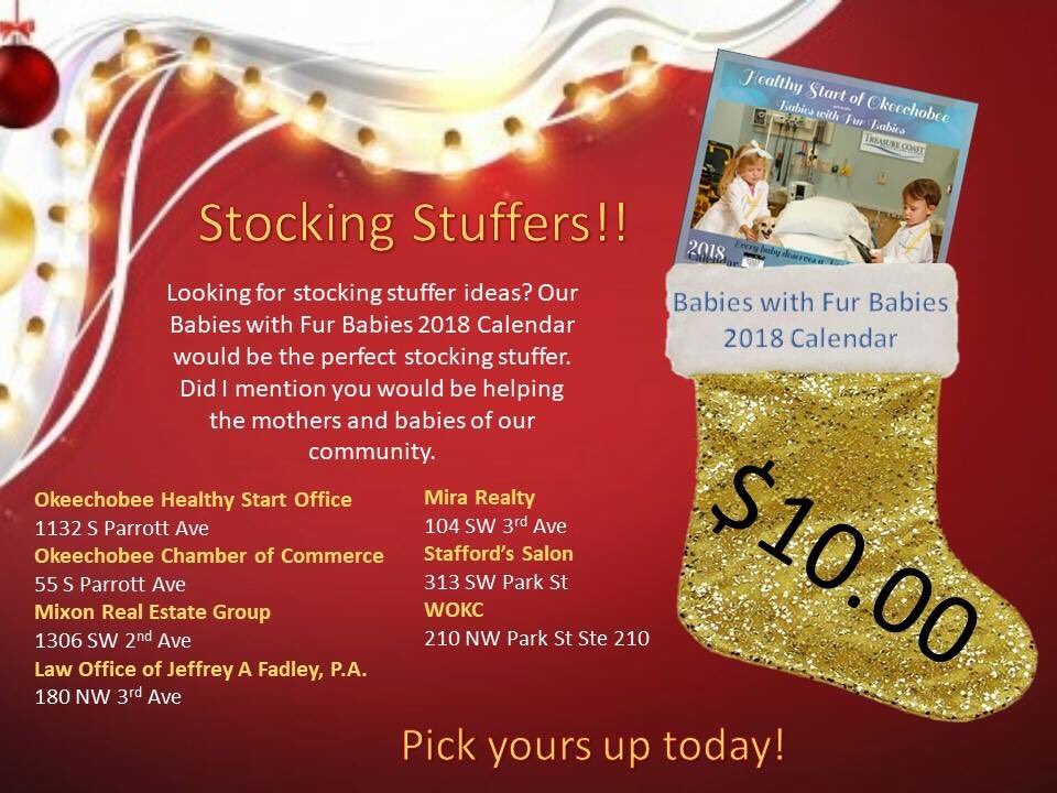 The 2018 Babies with Fur Babies Calendar is the perfect stocking stuffer. Be sure to pick yours up at any of the locations listed. The calendars are just $10 each and all proceeds help provide free education and support to the mothers and babies of our community.