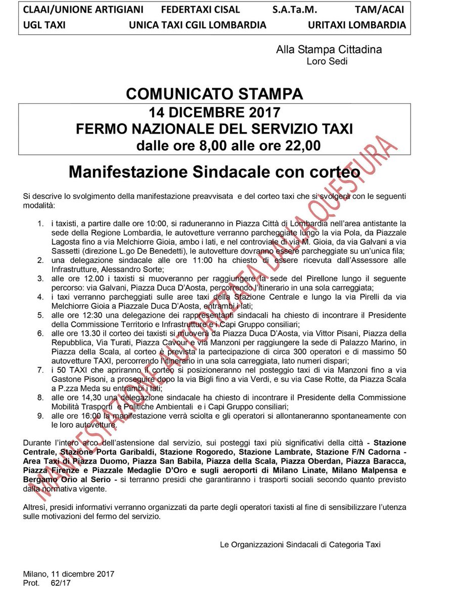 ElonMaskSpaceX's tweet image. Giovedi 14 dicembre fermo nazionale del servizio #Taxi italiano dalle ore 8 alle 22. Il fermo riguarda anche tutti gli aeroporti, porti e le stazioni ferroviarie . Garantito il servizio sociale. Il programma di #Milano @MarcoGranelliMI @BeppeSala @infomobilitaMi @RobertoMaroni_