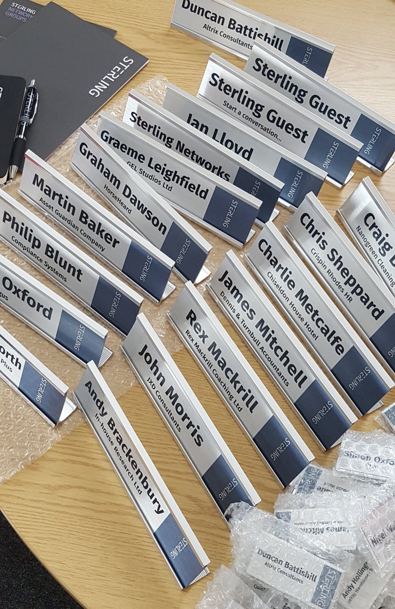 SN_TraceyDavis's tweet photo. New delivery of badges and name plates today..  New Sterling members ready to start #networking #HaveASterlingDay https://t.co/u7LdxA9qRn