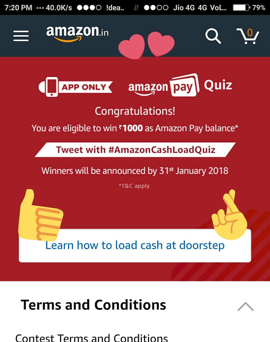 SouravR90's tweet photo. #AmazonCashLoadQuiz
Done Team 👈💑🌲🇨🇮
Wish to win 💪 https://t.co/KoRzAXZDxI