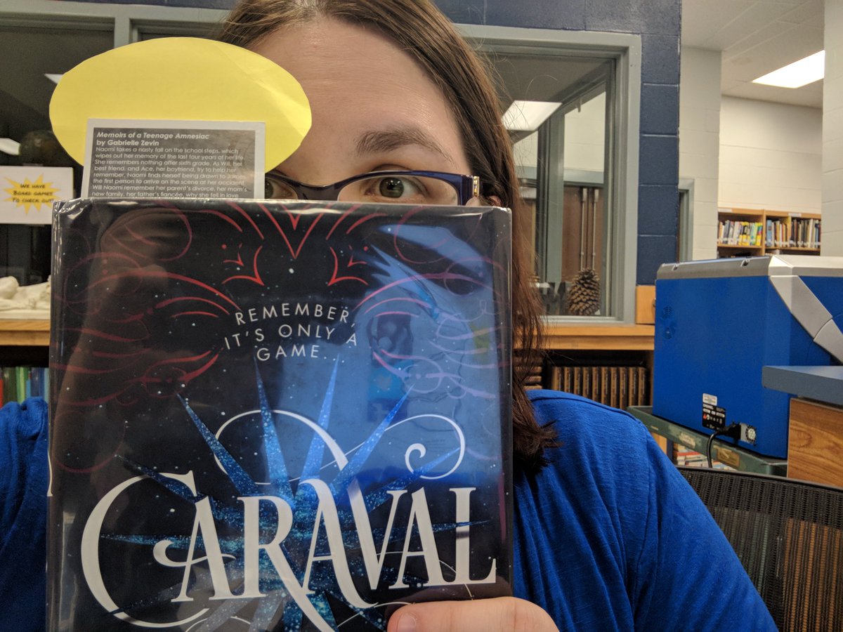 NHSLionslibrary's tweet photo. Caraval stars Scarlett. She and her sister run away from their cruel father to a magical carnival. Not everything is as it seems, and Scarlett has to fight for those she loves. 4/5 🌟 #NHSMOreads #newbook @MhornkohKim https://t.co/QK3p1qdSQz