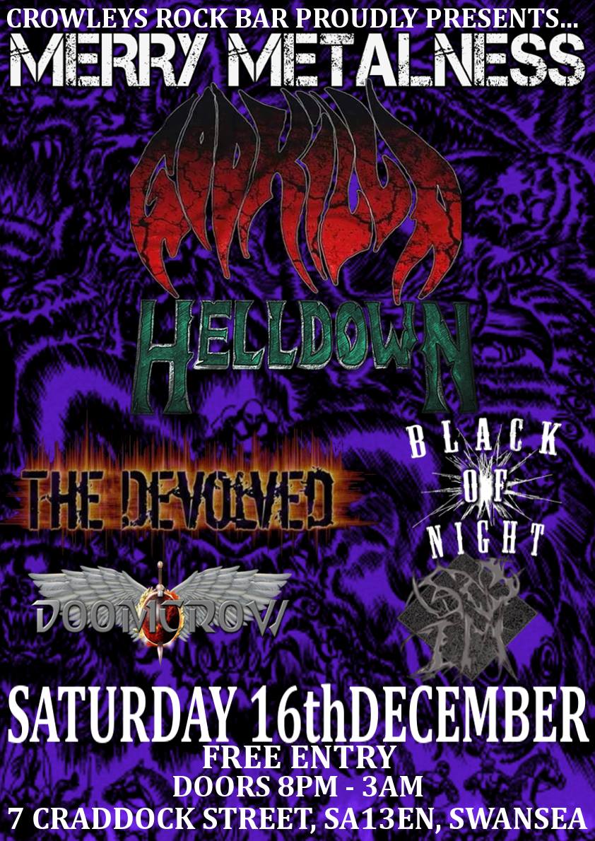 SwanseaMusicHub's tweet photo. Calling all #Swansea Metal Heads - get down to #CrowleysRockBar this Saturday for:
#Godkilla | @Helldown_UK | @DevolvedThe | @S_O_I_M | #DoomCrow
Free Entry | Doors 8pm | #SwanseaMusic https://t.co/n33029LEsN