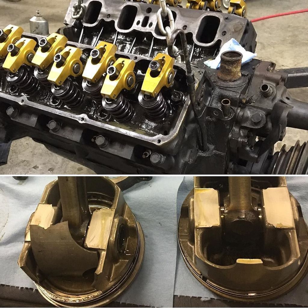 BryceKenny's tweet photo. Update on #projectnostalgia for my 1970 Mustang Mach 1 that I blew up 🤠 Camshaft, lifters, and pistons are all toast, but rods can be reused. The cylinders got so hot that it made the tops kind of mushroom, so we have to bore out the cylinders to squ… https://t.co/3umT3szkyr https://t.co/obh70zlik9
