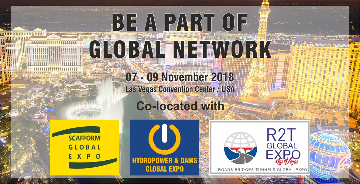 Sccaform Global Expo - Roads Bridges Tunnels Global Expo - Hydropower &amp; Dam Global Expo
3  Exhibition in 1 Place. Please visit the web site: scafformglobalexpo.com   , hepp-damexpo.com   , r2t.global