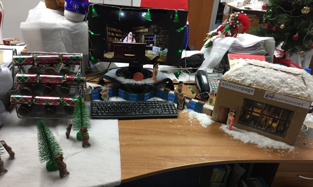AtkinsonPage's tweet image. The festivities are in full flow at our Leeds Office! Take a look at our 'Decorate your Desk' competition and tell me which you think is the best....... #APpyChristmas #SantasComing #FoodManufacturing #Recruitment