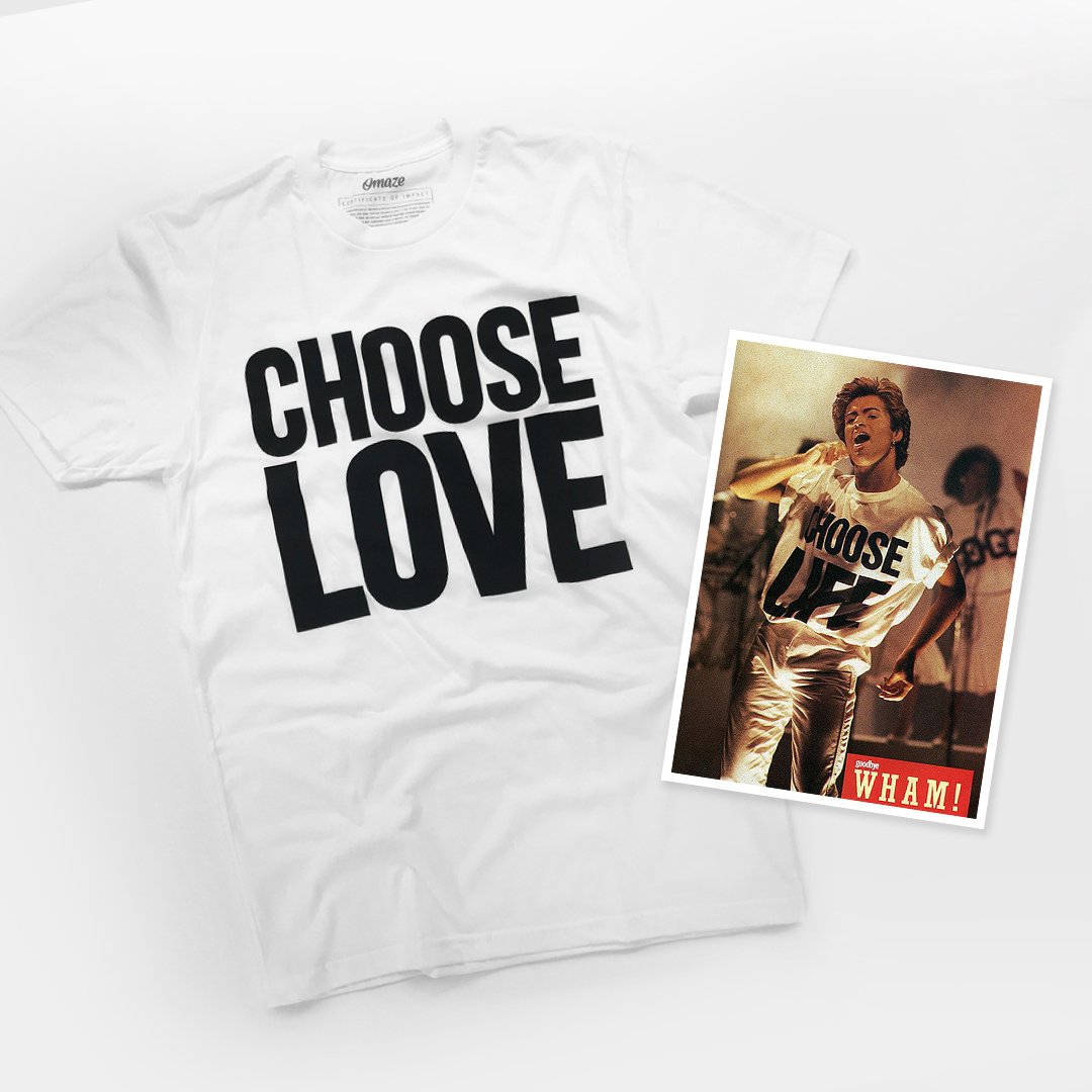GeorgeMOfficial's tweet photo. To celebrate the reissue of George Michael's Listen Without Prejudice Vol. 1, we’re excited to share this limited edition “Choose Love” shirt for (RED). Join us, choose love and get yours:  https://t.co/T8GjOoKbFM https://t.co/pzQrRq7zl3