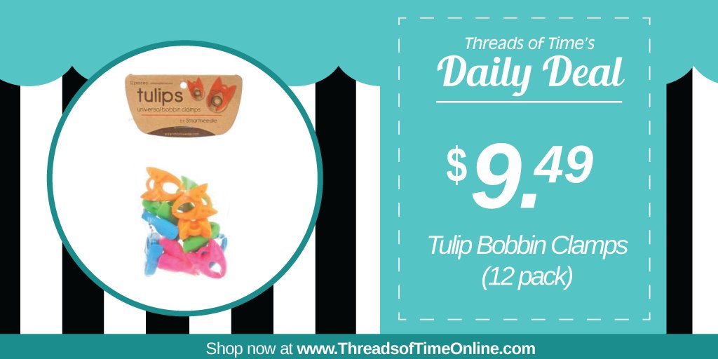 ThreadsofTime's tweet image. Daily Deal: Shop our Tulip Bobbin Clamps by Smartneedle for just $9.49 in-store and online at ThreadsofTimeOnline.com today! #DailyDeal #ThreadsofTime #Tulip #Smartneedle #sewingdeals #quiltingdeals