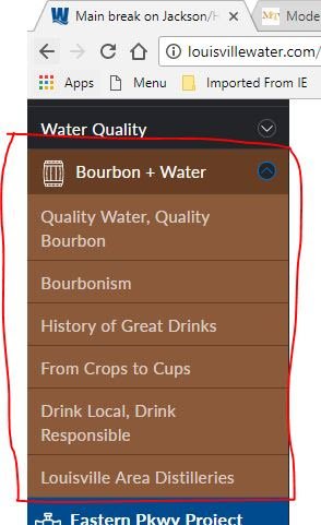 Q: How do you know you live in the epicenter of the bourbon universe? 

A: When even your city water company's website has a section on bourbon. Good job, <a href="/louisvillewater/">Louisville Water</a>