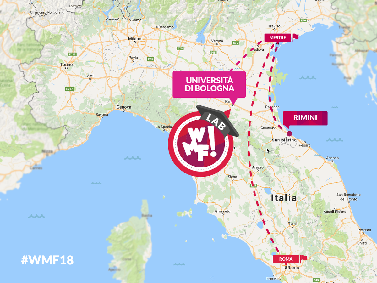 WMFWeMakeFuture's tweet photo. Continua il progetto #wmfLab tra gli Atenei d'Italia. Domani tappa prevista all'Università di Bologna, al corso di laurea in Comunicazione pubblica e d'impresa.
Nelle tappe precedenti del #wmf18:
-Istituto Universitario Salesiano di Venezia
-Accademia delle Belle Arti di Roma https://t.co/qdDSrSD2jd