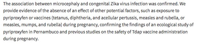 MarcGozlan's tweet photo. Association between microcephaly, #Zika virus infection, and other risk factors in Brazil: final report of a case-control study https://t.co/KjtD9vINOU via @TheLancetInfDis https://t.co/1stgyVfVex