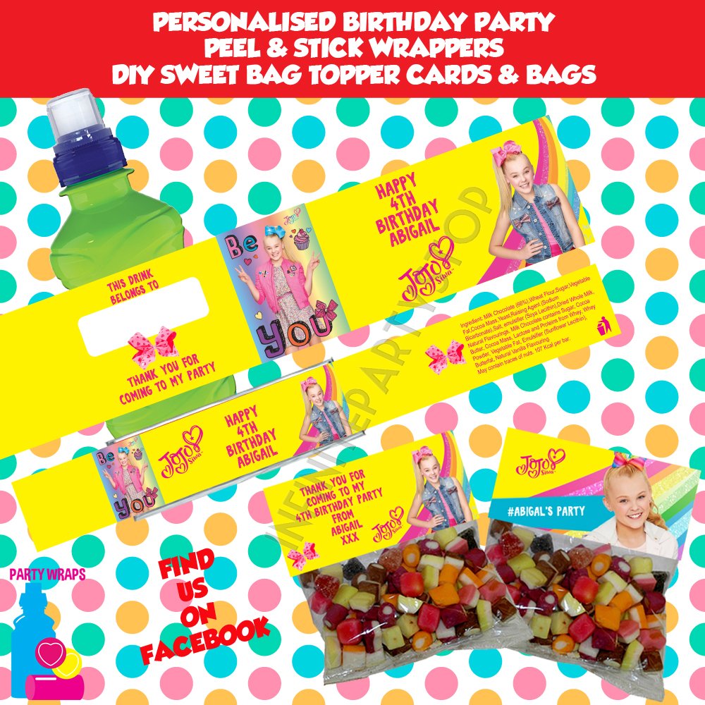 Personalised JoJo Siwa Birthday Party Wrappers #jojo #birthday #partysupplies #wrappers #kitkat #personalised partywraps.co.uk