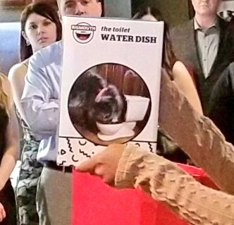 ValynciaPage's tweet photo. Office Party yesterday! We did a White Elephant gift drawing. Mine was pretty cute. It’s a dog bowl that looks like a toilet. My dog will be happy! #realtorshenanigans https://t.co/Ju11fxmkCm