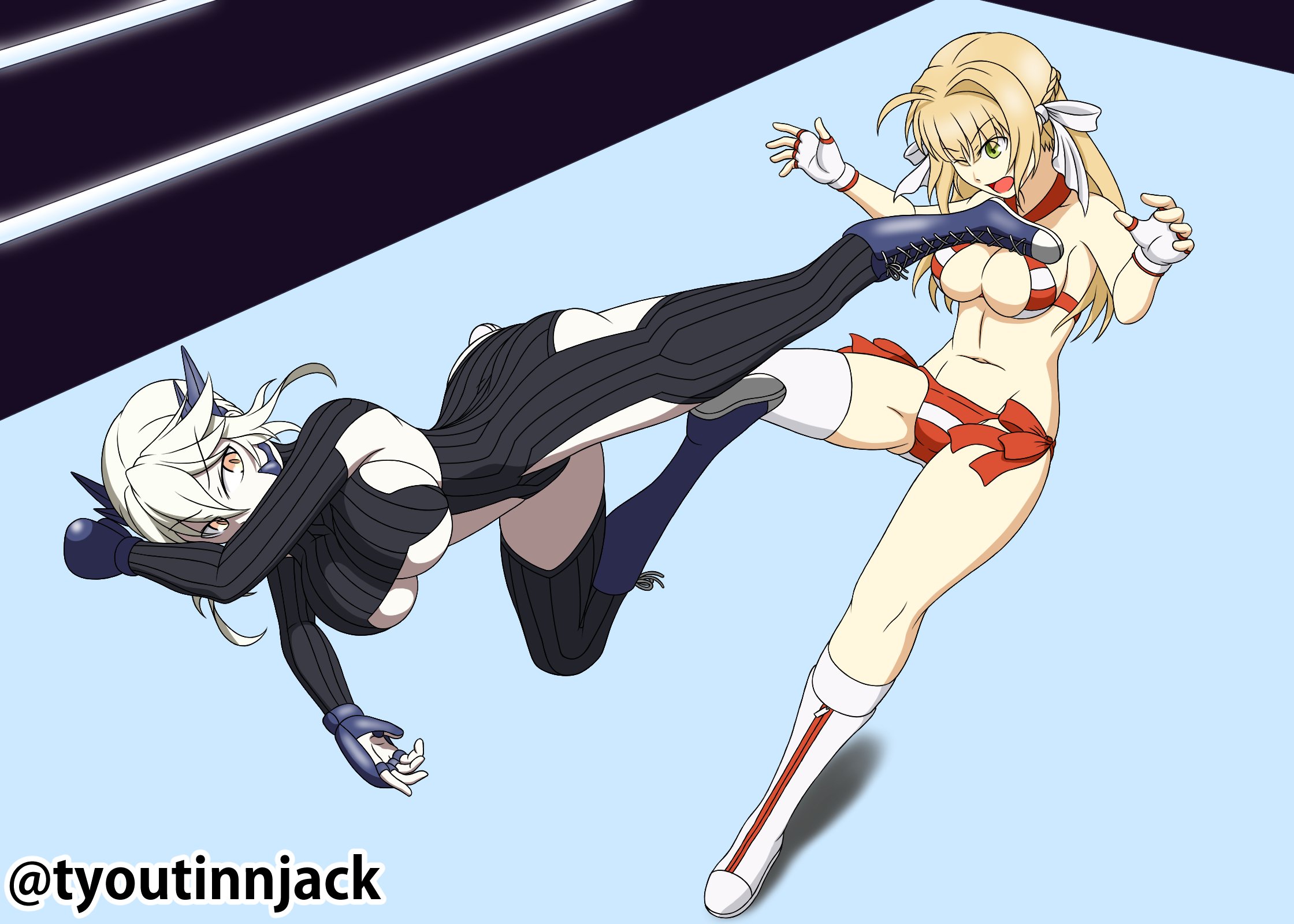 南瓜提灯 イラスト修行中 良い構図が浮かんでこなかったので乳上の飛び蹴りを別アングルで描いて逃亡 T Co Mckaeonosm Twitter