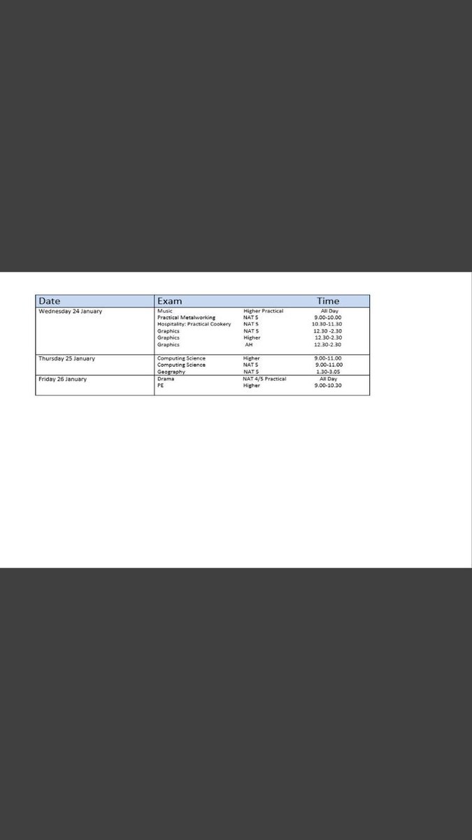 LourdesRaisingA's tweet image. S4, S5 and S6 prelim timetable for January 2018 now available for pupils and parents to view. #supportingprogress #prelims