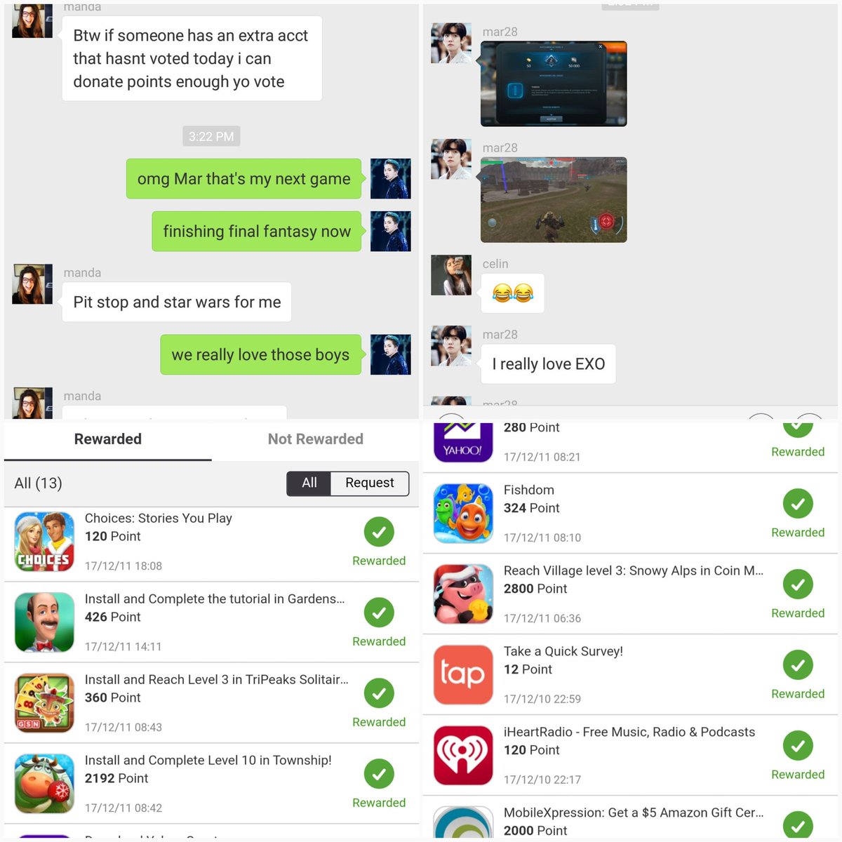 IERIS4life's tweet photo. I don't think ever in my adult life I have played these many games and answered these many surveys!, I think my #EXOLs sis feel the same way. We must love #EXO a lot!
#IplayforEXO #VoteEXO_SMA #EXO_IS_THE_UNIVERSE @Exolusa @_EXOLINTLUNION @intexolteam @ameEXOL @celinpeach https://t.co/3bG1kV7lS5