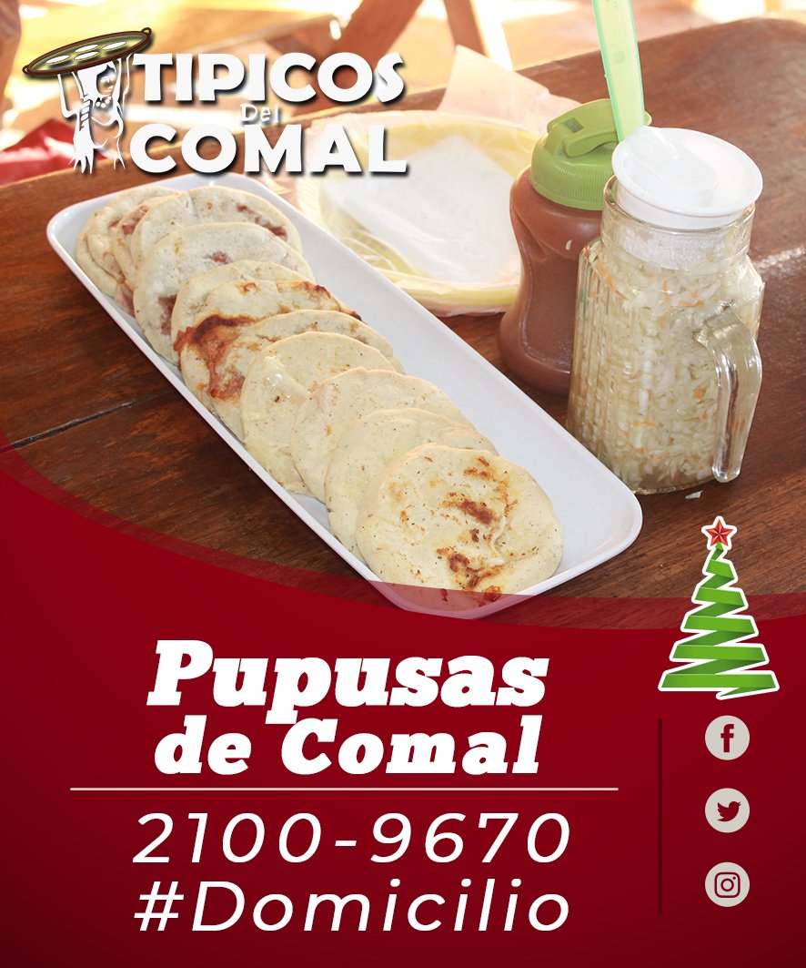 Tipicosdelcomal's tweet photo. Este #Martes en Tipicos Del Comal y todos los dias de #Diciembre disfruta de un riquisimo #AtolDeSemilladeMoarañon #Empanada de leche o frijol #Enchiladas #YucaFrita #Nuegados y mas de 21 sabores de #Pupusas y 3 #Piopupusas #Domicilio al 2100-9670 #Food #AntiguoCuscatlan https://t.co/EpIFd6m7TD