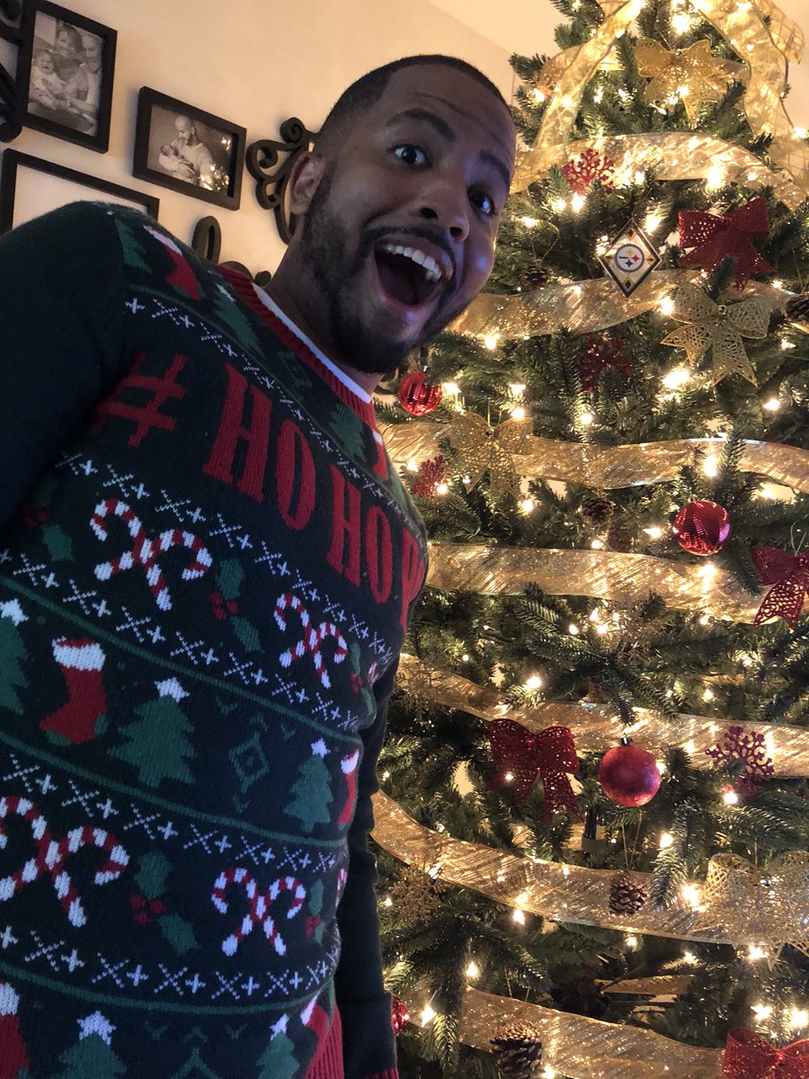 Day 2 of 12!! My gosh this sweater is ugly!! #IHXHolidayFun <a href="/GeyerBrittany/">Brittany Geyer</a> <a href="/RuzicVedran/">Vedran Ruzic</a> #OHPA. Check out my Steelers ornament though!! #IHXecutioNERS
