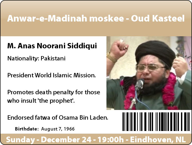 SheikhWatch's tweet photo. Omstreden radicale Pakistaanse prediker Anas Noorani Siddiqui en @AllamaAzmi zullen zondag 24 december verwelkomd worden in moskee Anwar-e-Madinah te #Eindhoven:

https://t.co/x3pIPtcspY #Gestel #Hanevoet #Eindhoven 🇳🇱 https://t.co/JTek5O0Sys