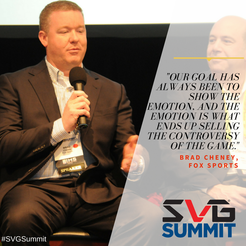 thesvgdigital's tweet photo. .@FOXSports' Brad Cheney explains how it is priority to show the emotion of the game at today's #SVGSummit 'State of the Game' panel discussion. #sportstech #sportsbiz https://t.co/x75rt9yLVP