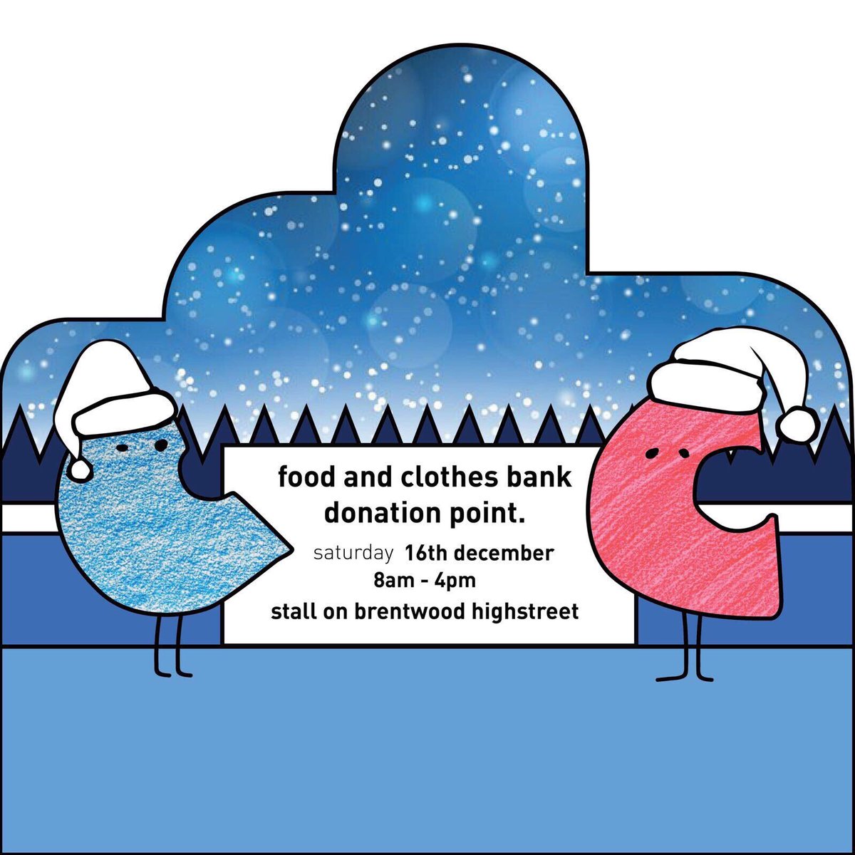 CCFoundation17's tweet photo. This Saturday down Brentwood High Street! A donation point for you all to pop down and hand in any clothes and dry food! The donated items will be collated into care packages for homeless people in the Essex and East London area's! https://t.co/eX1HeLUfTC