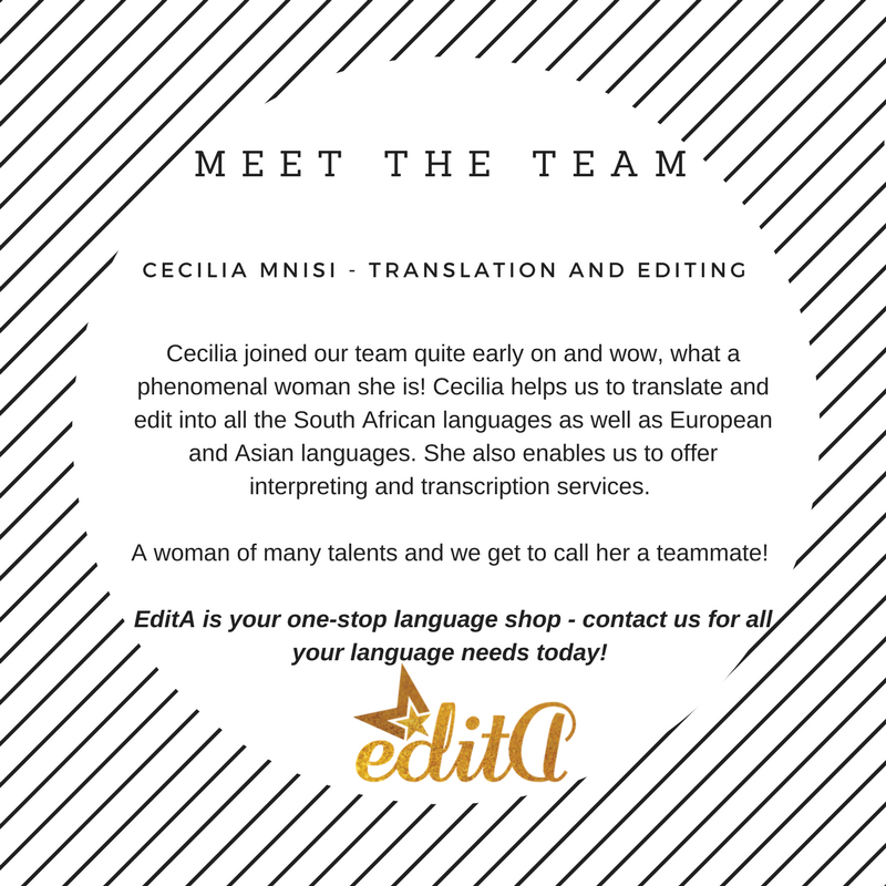 EditaServices's tweet photo. #TeamTuesday – Cecilia is a rock star, and she ensures that we can offer translation, editing, interpreting and transcribing services. We love our Cece! https://t.co/pWWqw3ERVM