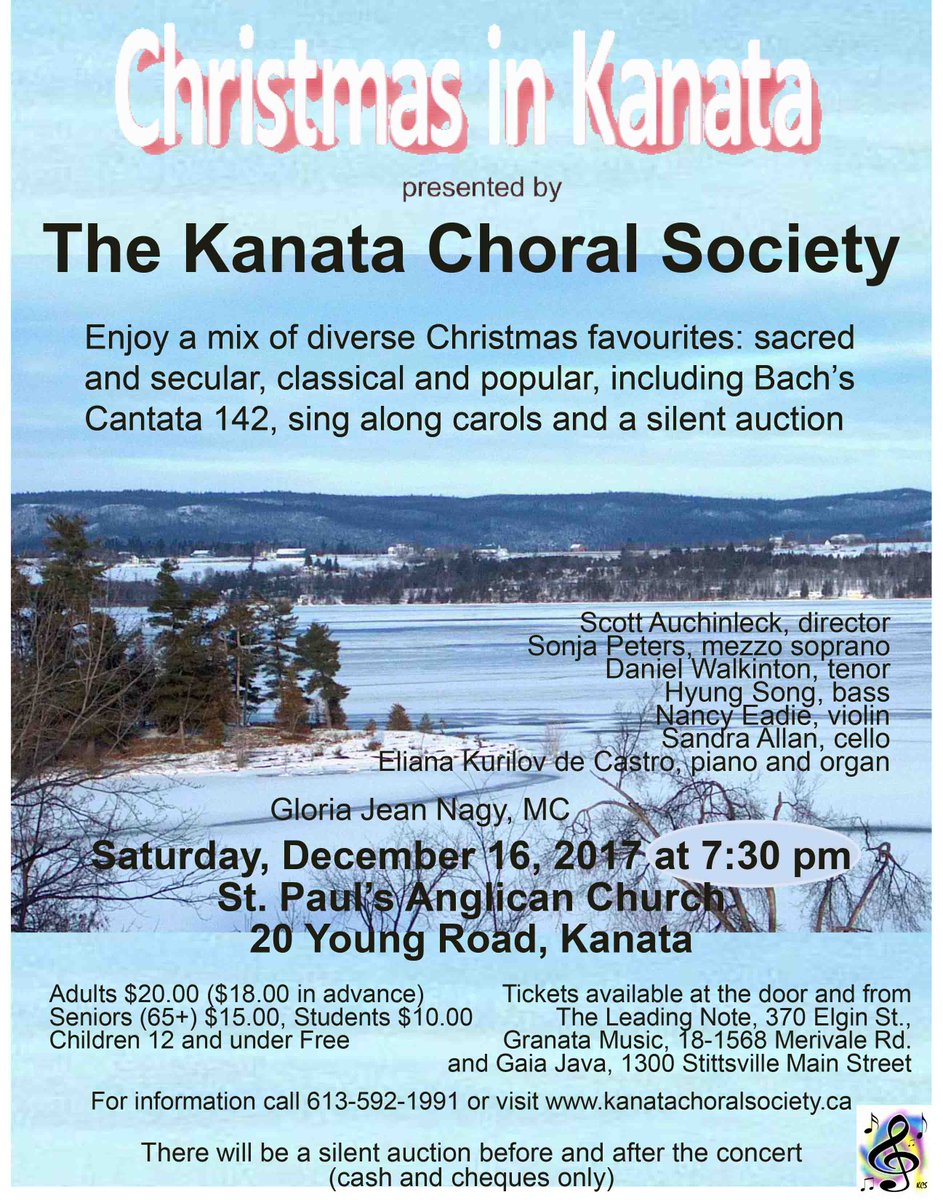 Don't forget about the Kanata Choral Society's "Christmas in Kanata" concert on December 16!
