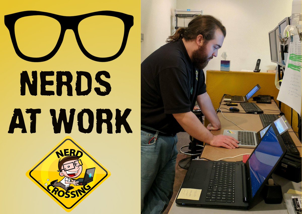 nerdxing's tweet image. Caution! #NerdsAtWork! We are so grateful for each member of our staff. Here&apos;s Steven, our Computer Tech and Web Programmer! You can usually spot him on his laptop working around the office. #ComputerRepair #BayAreaIT #WebServices