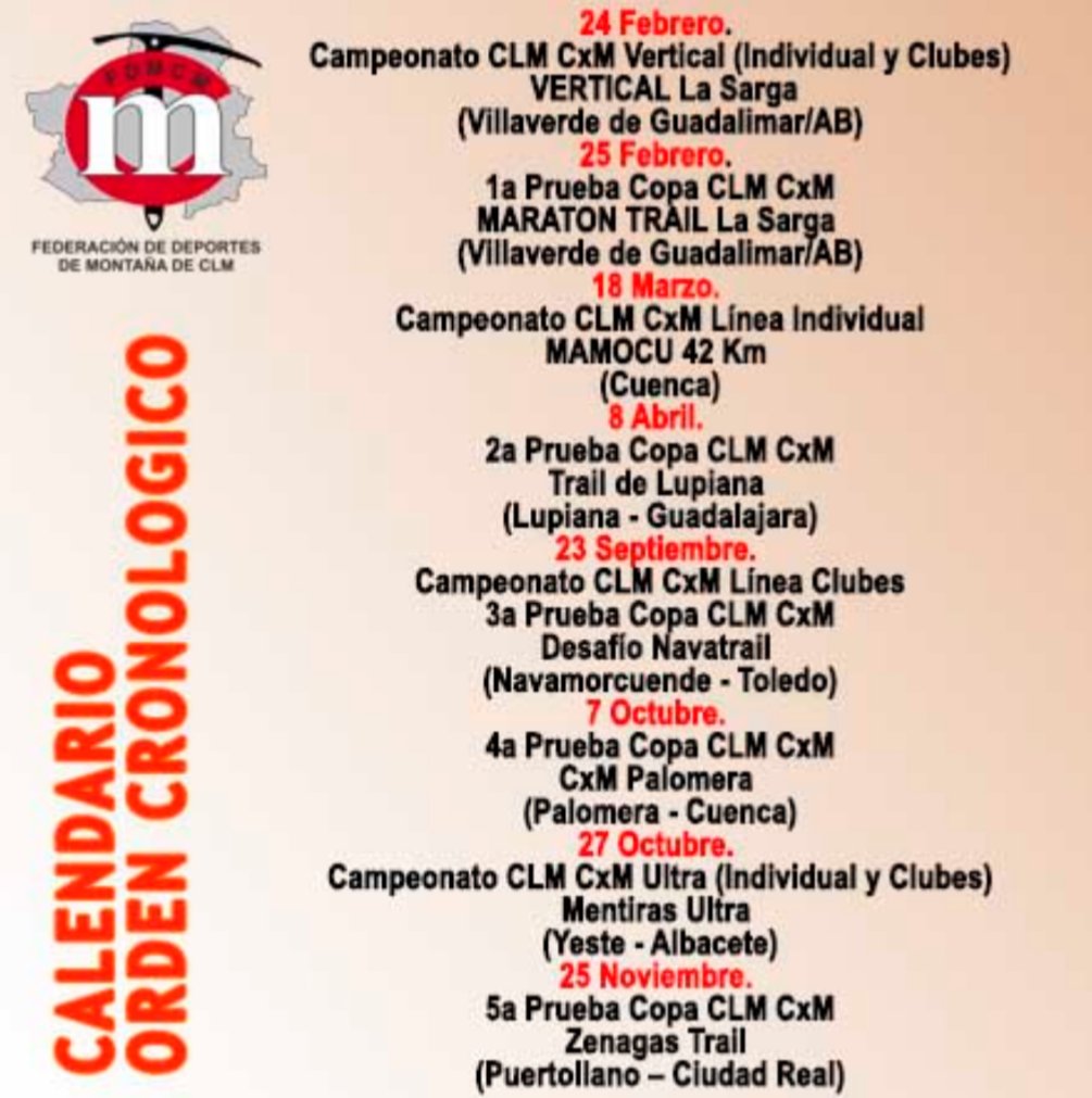🏳️ Calendario oficial de Carreras de Montaña de la Federación de Castilla La Mancha de Deportes de Montaña y Escalada [FDMCM]