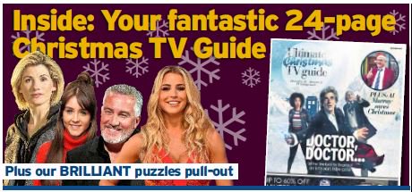 As well as all the biggest news stories across Macclesfield, this week's Express features a FREE Christmas TV guide. Get your copy tomorrow!