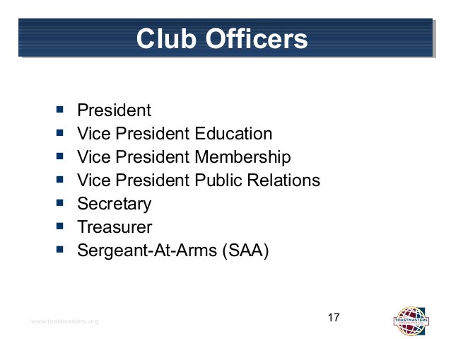 d44toastmasters's tweet photo. Update Your Semiannual #OfficerList Online.  Deadline December 31, 2017.  Once new officers are elected, it's easy to log in and submit your club officer list online.   Without an officer list, club officers will not be able to conduct club business on the #Toastmasters websi.... https://t.co/vBStTupOH0