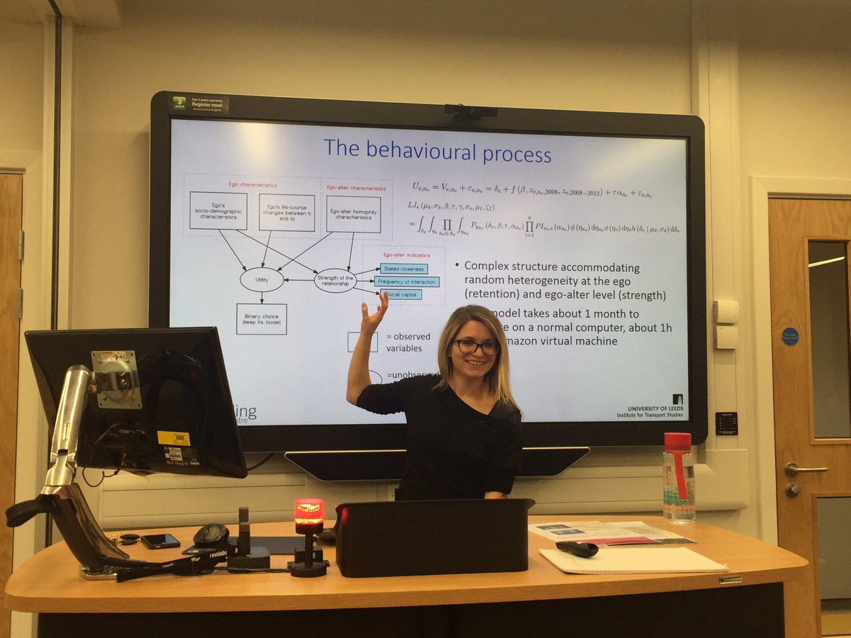 ChinesePants's tweet image. Dr Chiara Calastri @Chiara_05 is presenting an overview of her PhD thesis - currently on using MDCEV model for social network analysis @CmcLeeds @ITSLeeds #ChoiceModelling